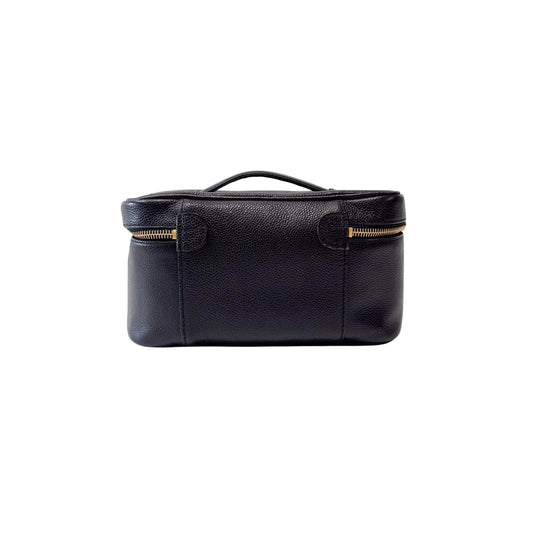 Black Grain Calf Skin Vanity Hand Bag