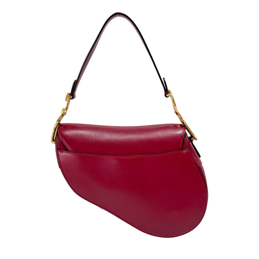 Saddle Red Leather Shoulder Bag