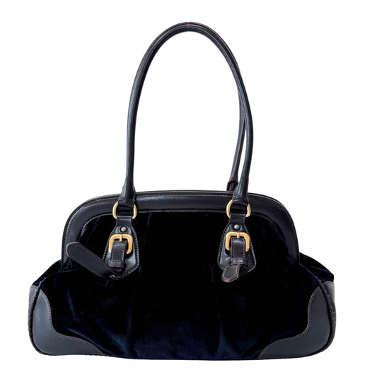 Frame Logo Print Velvet Bag