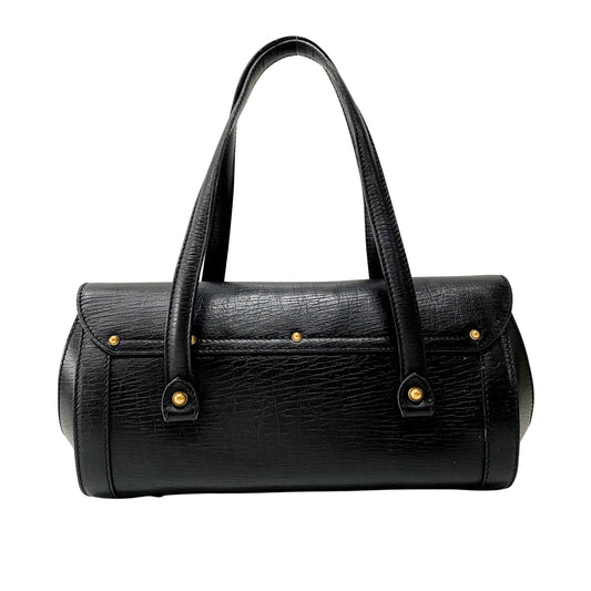 Bamboo Bullet Black Leather Shoulder Bag