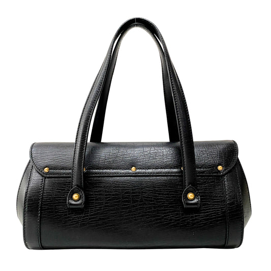 Bamboo Bullet Black Leather Shoulder Bag