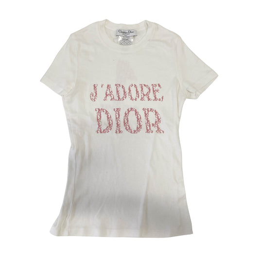 J'Adore Dior White T-Shirt with Pink Trotter Print