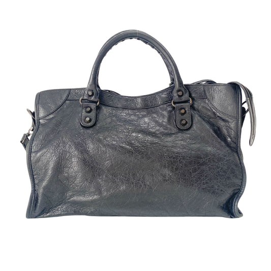 The City Black Leather Two Way Bag