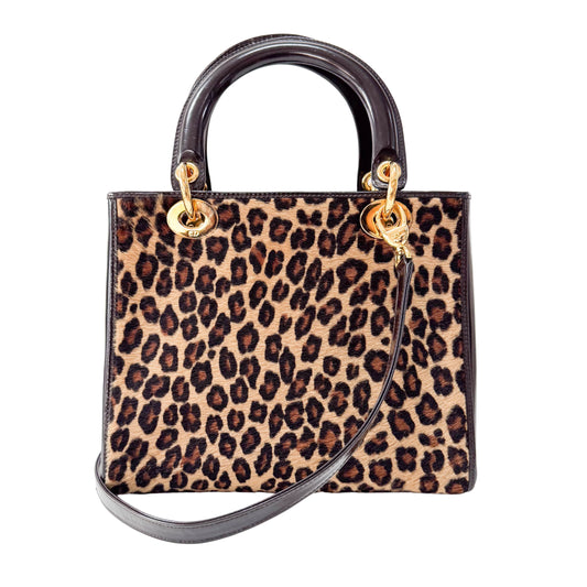 Lady Dior Leopard Pony Hair Hand Bag