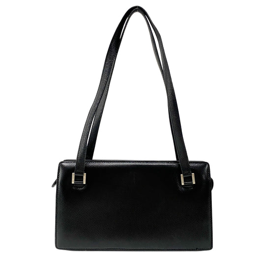 Black Embossed Leather Shoulder Bag