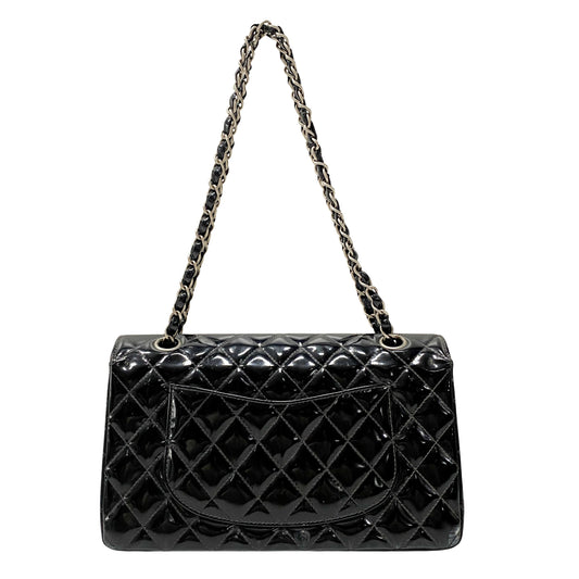 Timeless Classic Double Flap 25 Black Patent Leather Chain Shoulder Bag