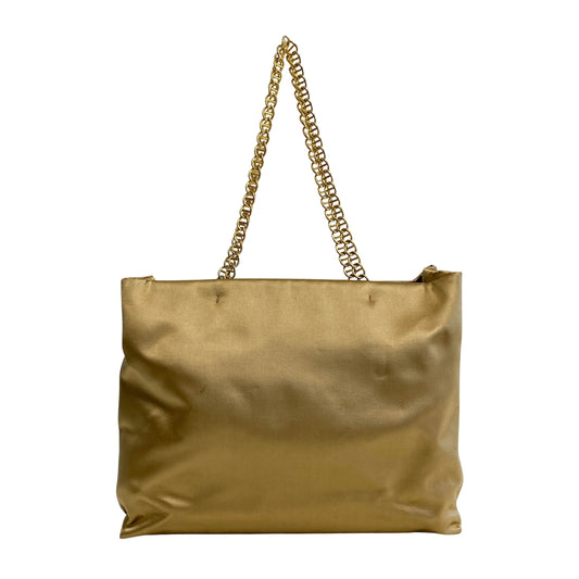 Gold Satin Chain Shoulder Tote