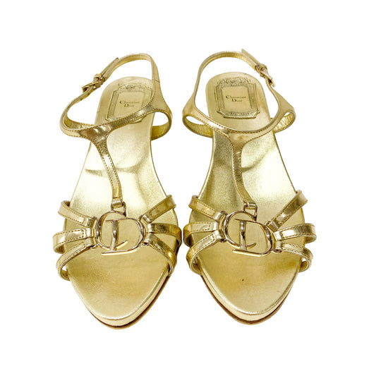 Vintage Gold Heel Sandas SIZE 35