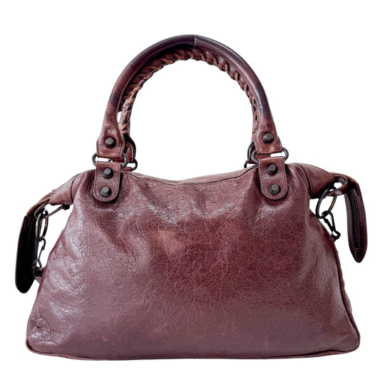 The First Brown Leather Handle Bag