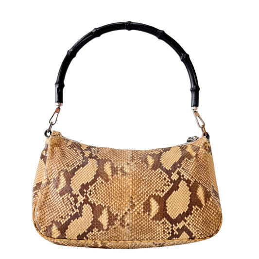 Bamboo Brown Leather Hobo Shoulder Bag