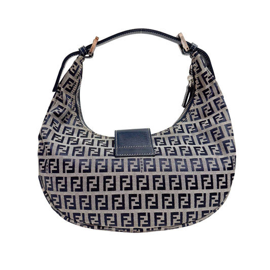 Zucchino Croissant Grey Canvas Shoulder Bag