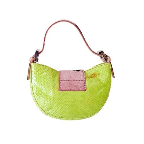 Croissant Vintage Green Leather Handbag