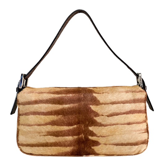 Baguette Pony Hair Brown Shoulder Bag