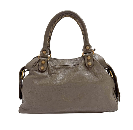 The First Grey Calfskin Leather Two Way Bag