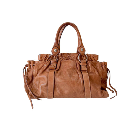 Vitello Brown Leather Handle Bag