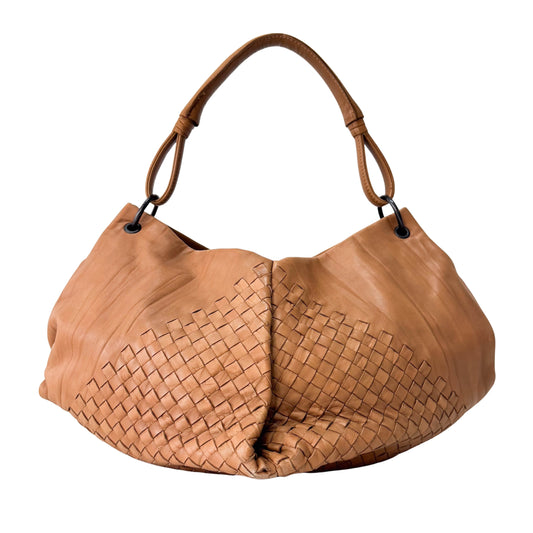 Caramel Brown Intrecciato Shoulder Bag