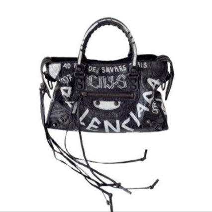 BALENCIAGA Graffiti The City Black Leather Hand Bag – HIVE