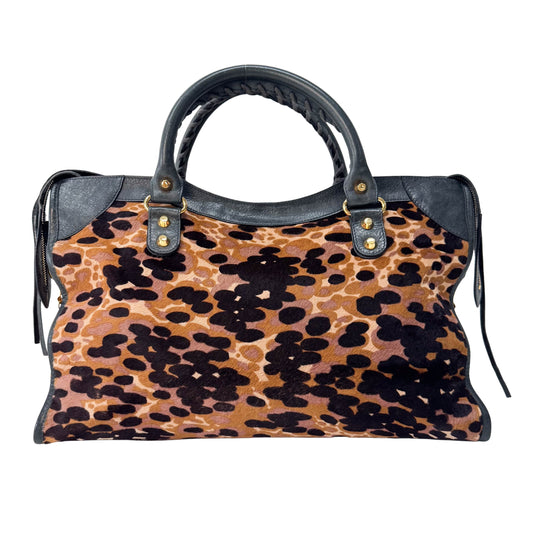 Le City Leopard Print Pony Hair Bag
