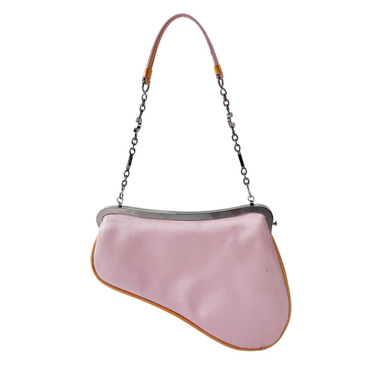 Saddle Mini Pink Satin Chain Bag