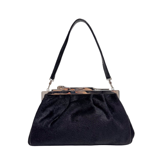 Panthère Black Pony Hair Shoulder Bag