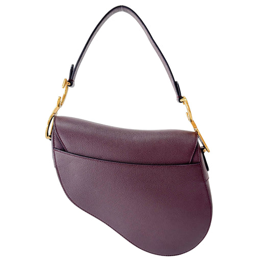 Saddle Bordeaux Leather Shoulder Bag