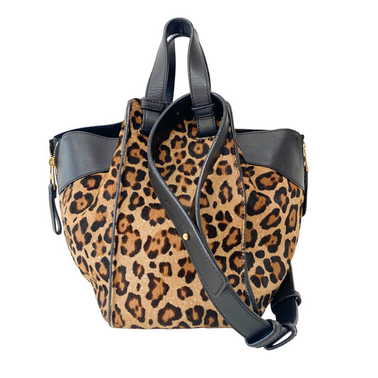 Hammock Brown Leopard Print Pony Hair Shoulder Bag