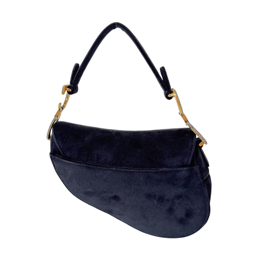 Mini Saddle Black Velvet Bag