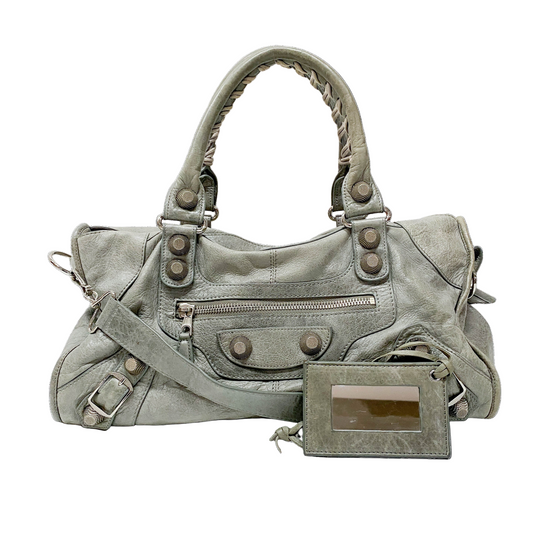 Part Time 21 Hardware Grey Calfskin Leather Two Way Bag