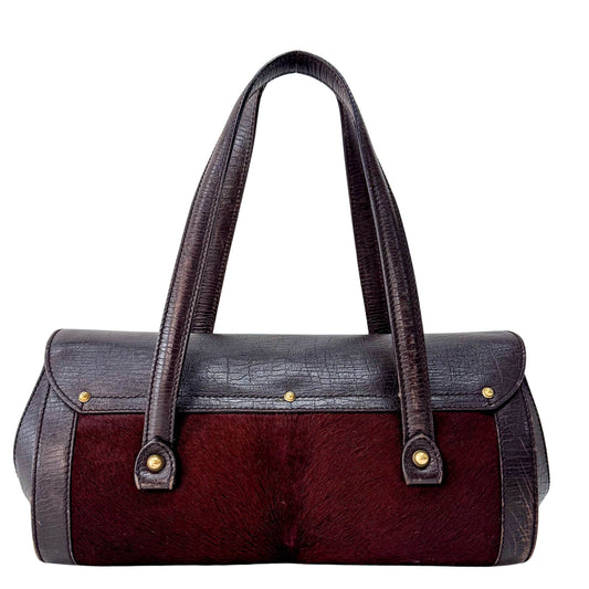 Bamboo Bullet Dark Brown Pony Hair Bag