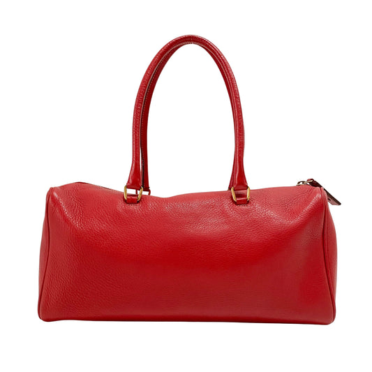 Red Horizontal Leather Shoulder Bag