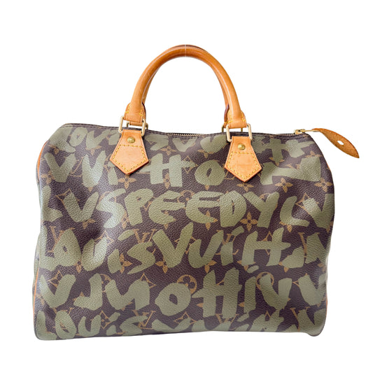Monogram Speedy 30 Graffiti Khaki Hand Bag