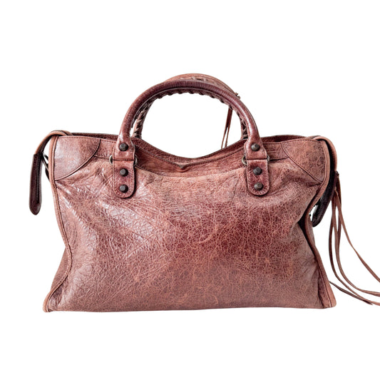 The City Brown Leather Hand bag