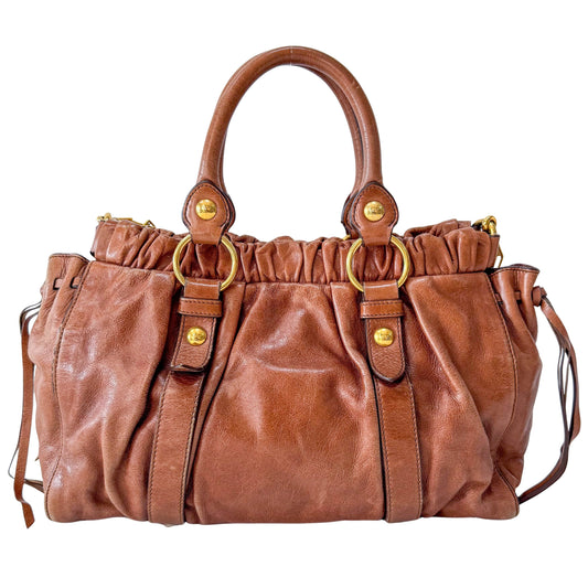 Vitello Bauletto Brown Leather Bag