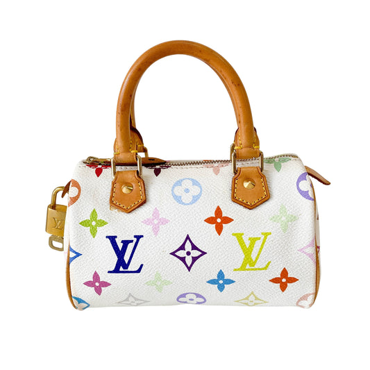 Mini Speedy White Monogram Leather Bag