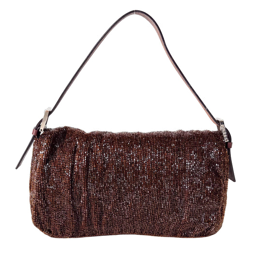 Baguette Bronze Beaded Shoulder Bag