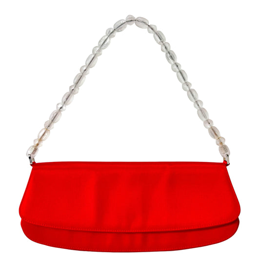 Red Satin Flap Shoulder Bag