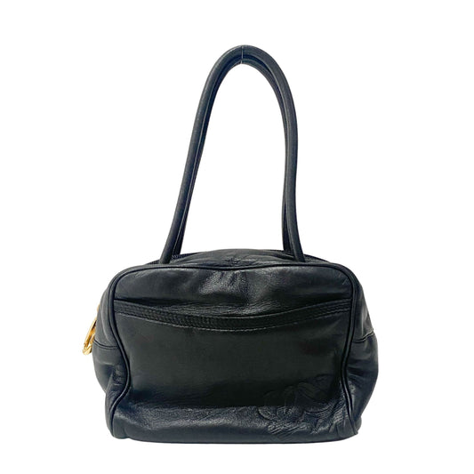 Anagram Small Black Leather Handbag