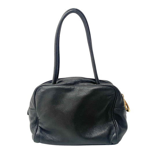 Anagram Small Black Leather Handbag