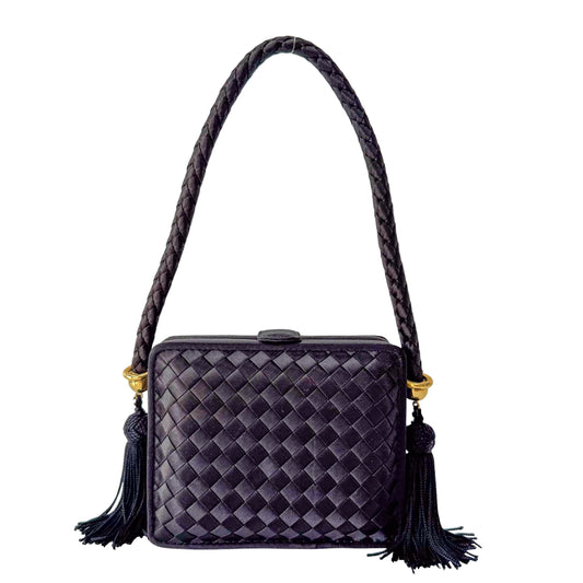 Intrecciato Mini Satin Black Handbag