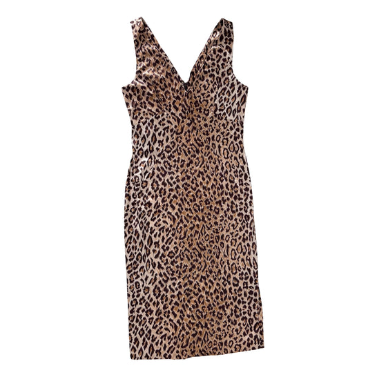 Size 42 Yellow Leopard Print Synthetic & Cotton Dress