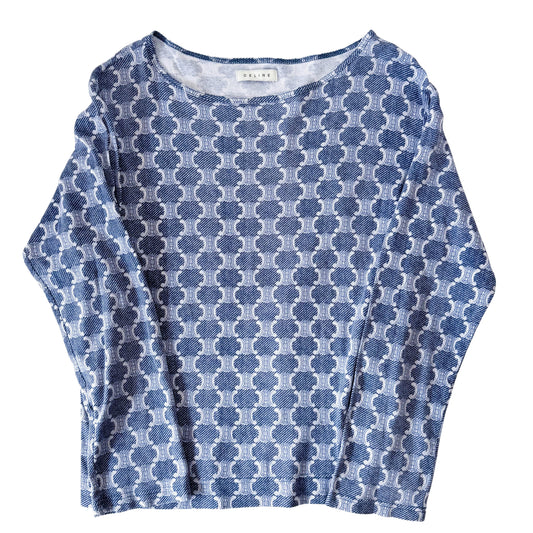 Navy Macadam Cotton Long Sleeve T-Shirt