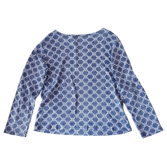 Navy Macadam Cotton Long Sleeve T-Shirt