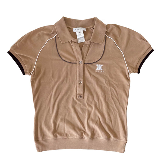 Vintage Brown Cotton Polo Shirt SIZE S