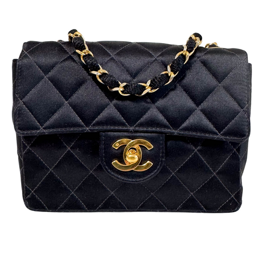 Mini Timeless Classic Satin Single Flap Chain Crossbody Bag