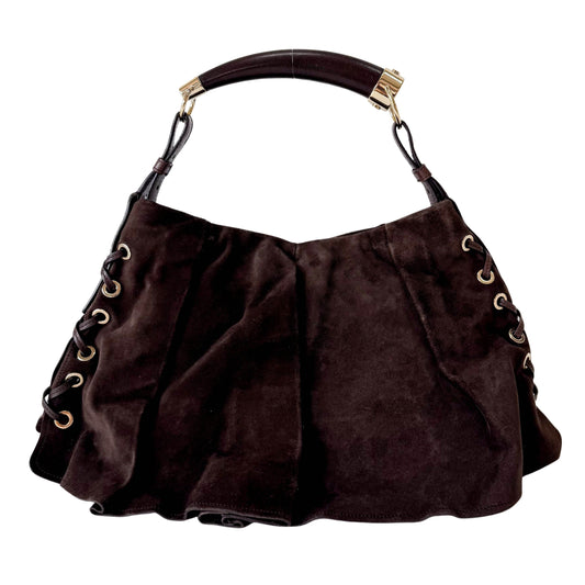 YSL rive gauche Mombasa Brown Suede Shoulder Bag