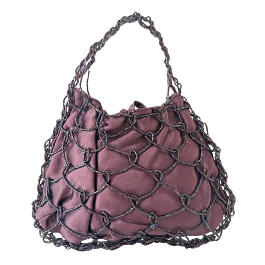 Archive Burgundy Satin and Beads Handbag