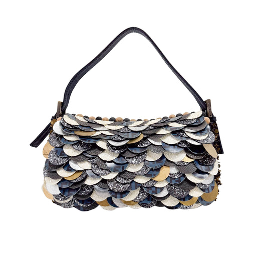 Baguette Multi-colour Wool & Sequin Shoulder Bag