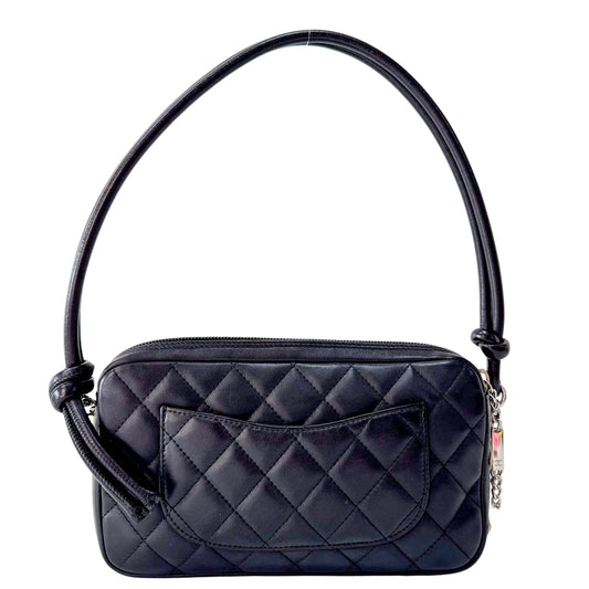 Calfskin Quilted Cambon Pochette White Black