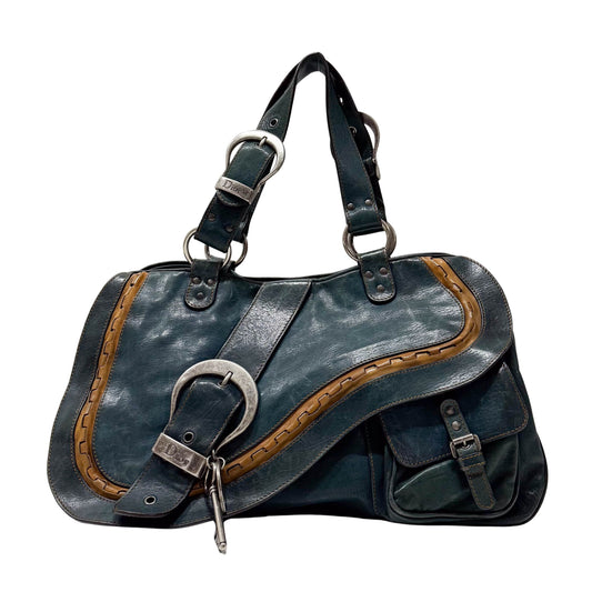 Gaucho Green Calfskin Leather Shoulder Bag