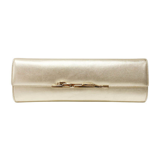Gold Leather Clutch Bag
